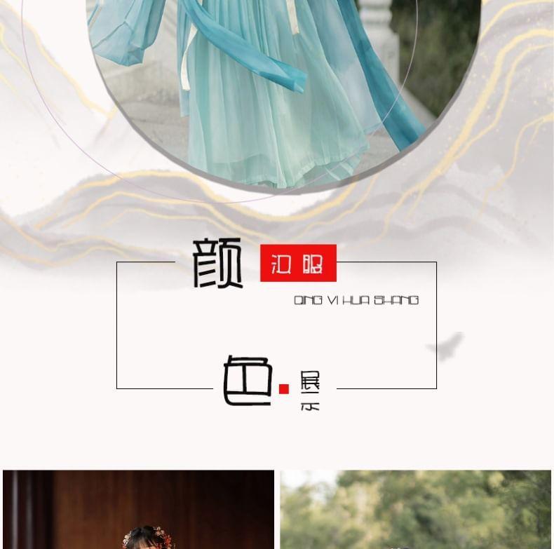 Long-Sleeve Floral Embroidered Hanfu Costume Set Product Image