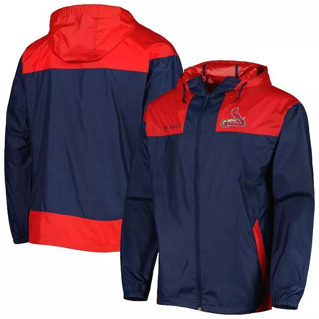 Mens Columbia /Red St. Louis Cardinals Omni-Shade Flash Forward Challenger Full-Zip Windbreaker Jacket Blue Product Image