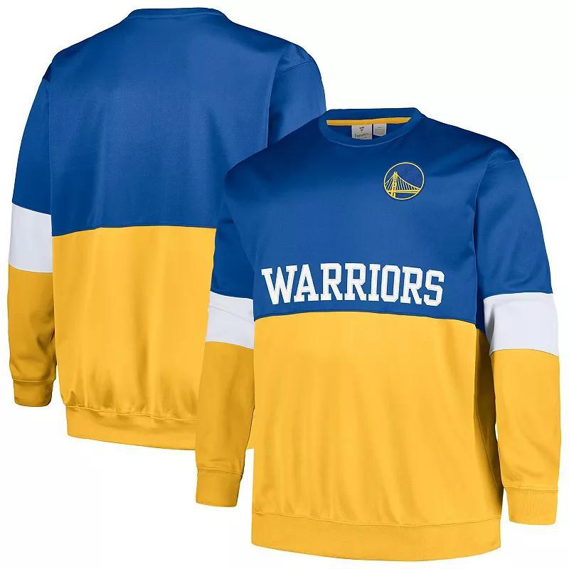 Mens Fanatics Branded Royal/Gold Golden State Warriors Big & Tall Split Pullover Sweatshirt Product Image