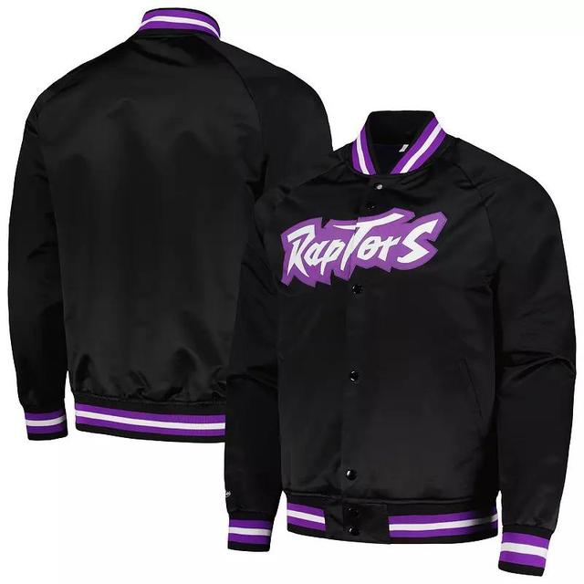 Mens Mitchell & Ness Black Toronto Raptors Hardwood Classics Throwback Wordmark Raglan Full-Snap Jacket Product Image