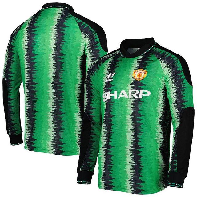 Mens adidas Originals Green Manchester United 90 Goalkeeper Replica Jersey Product Image