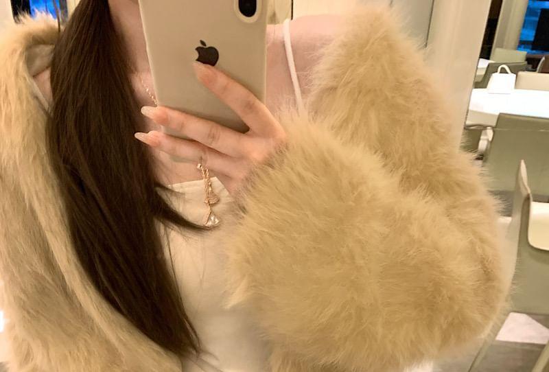 Open-Front Faux-Fur Coat Product Image