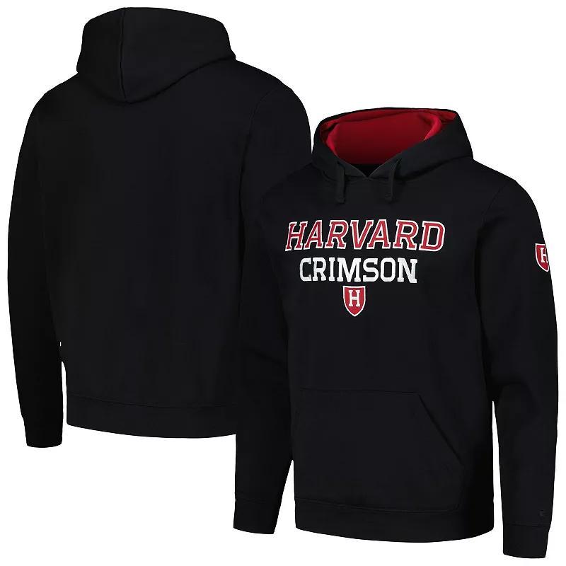 Mens Colosseum Black Harvard Crimson Sunrise Pullover Hoodie Product Image