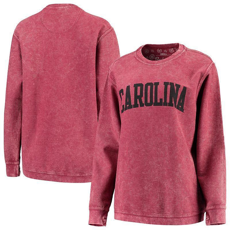 Womens Pressbox Garnet South Carolina Gamecocks Comfy Cord Vintage Wash Basic Arch Pullover Sweatshirt Product Image