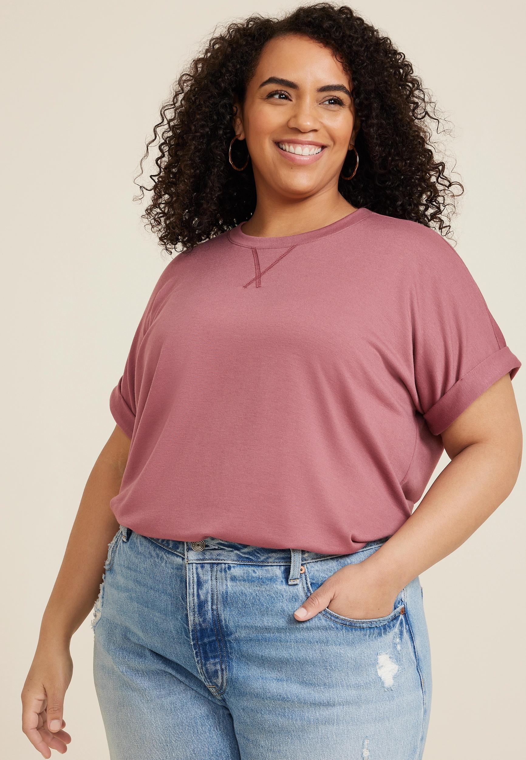 Maurices 3X Plus Size Womens 24/7 Clara Short Sleeve Tee Gray Product Image