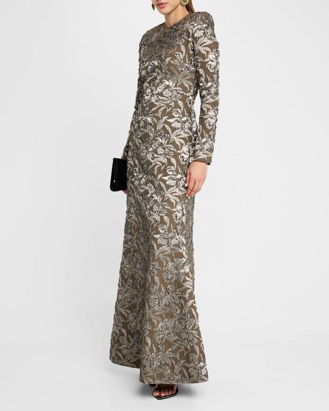 Metallic Orchid Jacquard Gown Product Image