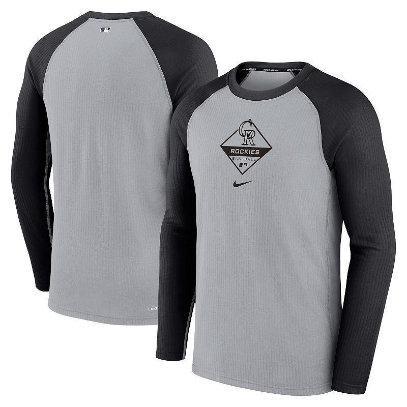 Men's Nike Gray Miami Marlins Authentic Collection Game Raglan Performance Long Sleeve T-Shirt Product Image