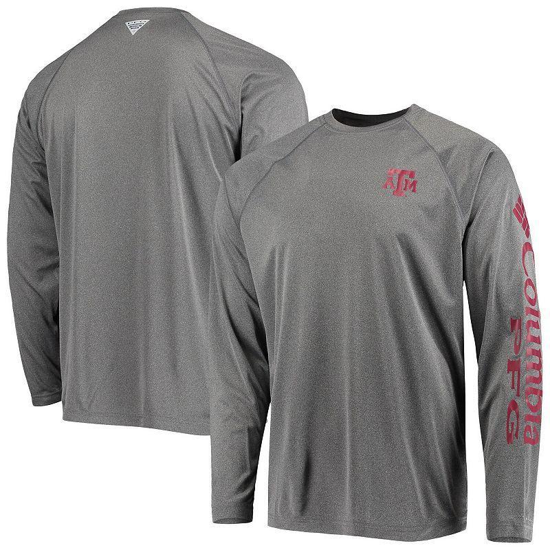 Mens Columbia Charcoal Texas A&M Aggies PFG Terminal Tackle Omni-Shade Long Sleeve T-Shirt Product Image