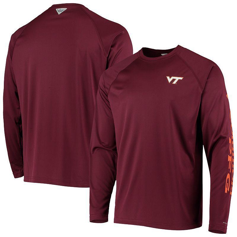 Mens Columbia PFG Maroon Virginia Tech Hokies Terminal Tackle Omni-Shade Long Sleeve T-Shirt Product Image