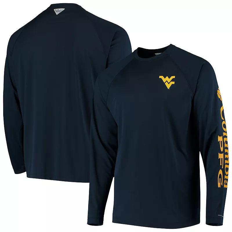 Mens Columbia West Virginia Mountaineers Terminal Tackle Omni-Shade Raglan Long Sleeve T-Shirt Blue Product Image