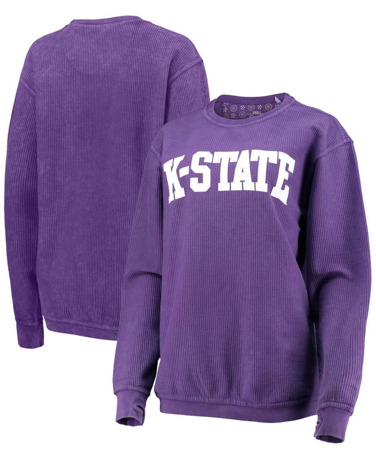 Womens Pressbox Kansas State Wildcats Comfy Cord Vintage Wash Basic Arch Pullover Sweatshirt Product Image