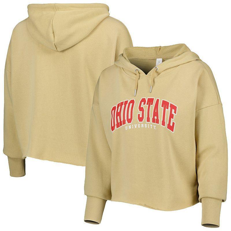 Womens ZooZatz Tan Ohio State Buckeyes Core University Cropped French Terry Pullover Hoodie Product Image