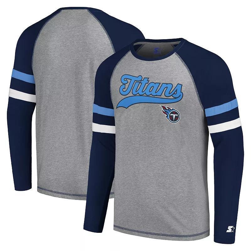 Mens Starter Gray/Navy Tennessee Titans Kickoff Raglan Long Sleeve T-Shirt Product Image