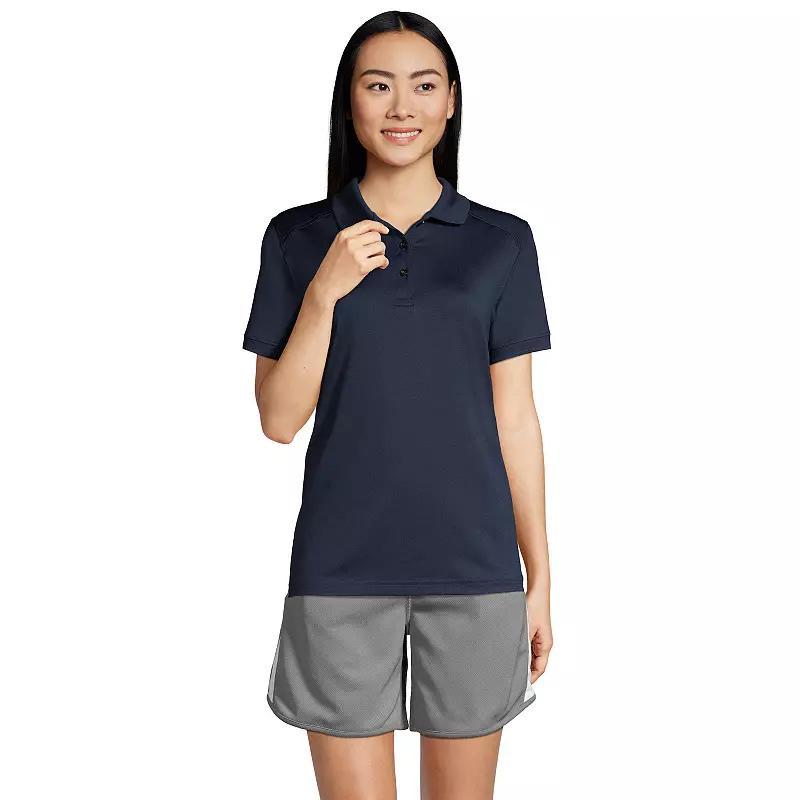 Womens Lands End Short Sleeve Rapid Dry Polo Shirt Dark Blue Product Image