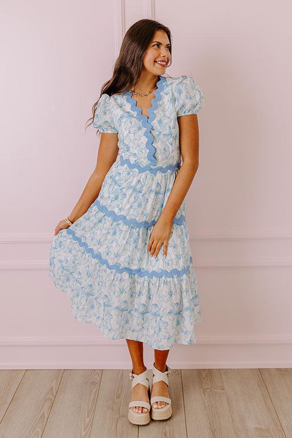 Garden Party Ready Floral Midi in Sky Blue Product Image