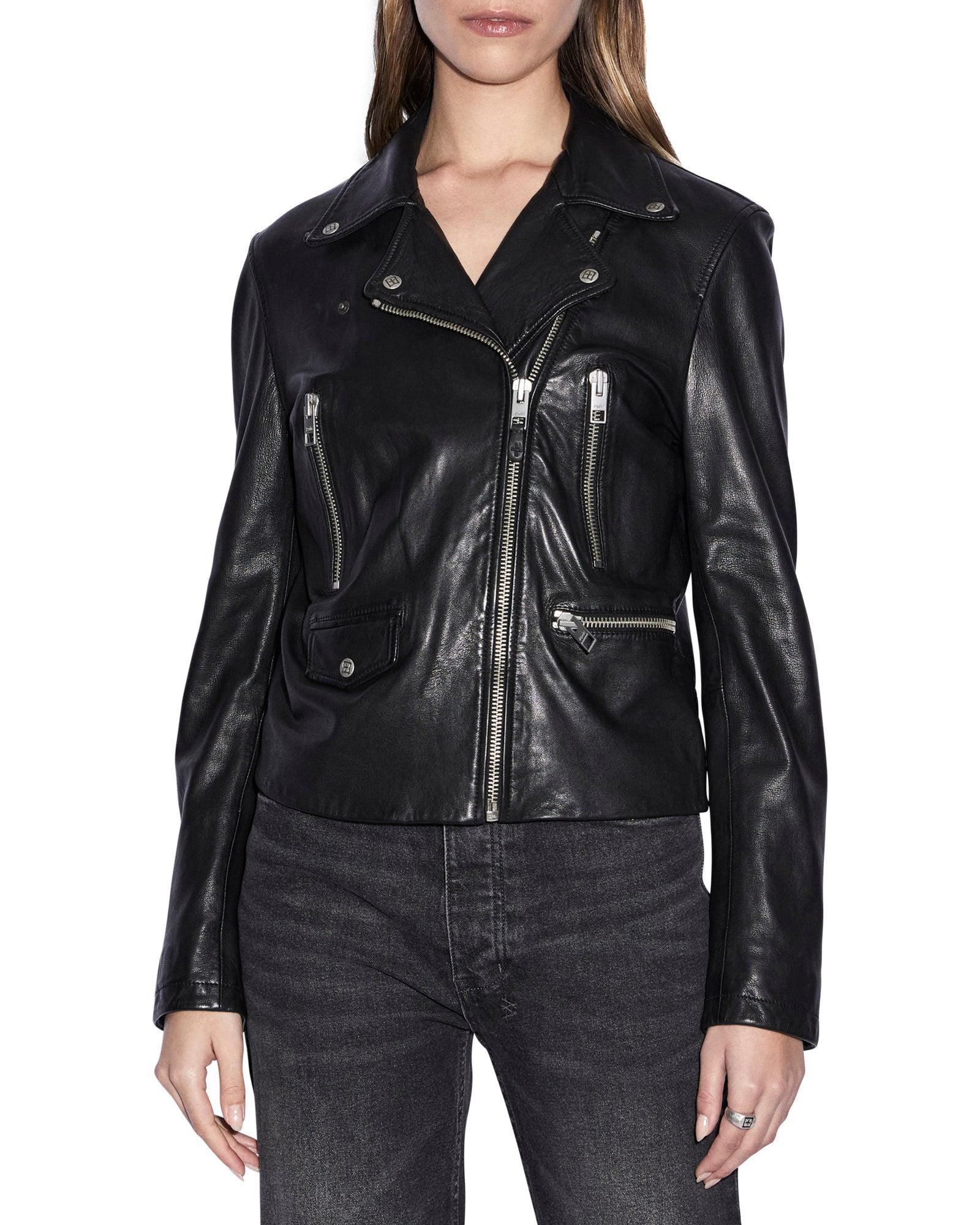 AMPLIFY LEATHER JACKET BLACK Female Product Image