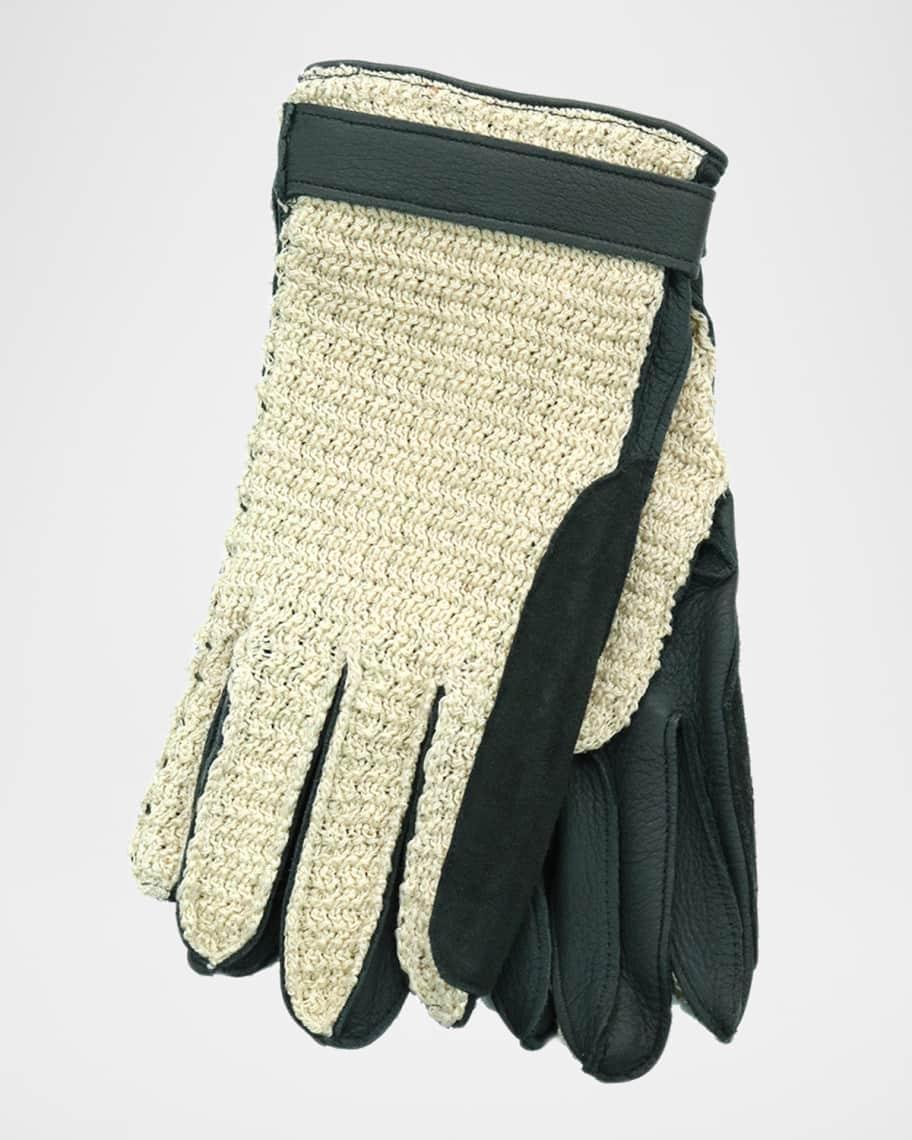 Mens Deerskin Gloves with Crochet Cotton Top Product Image