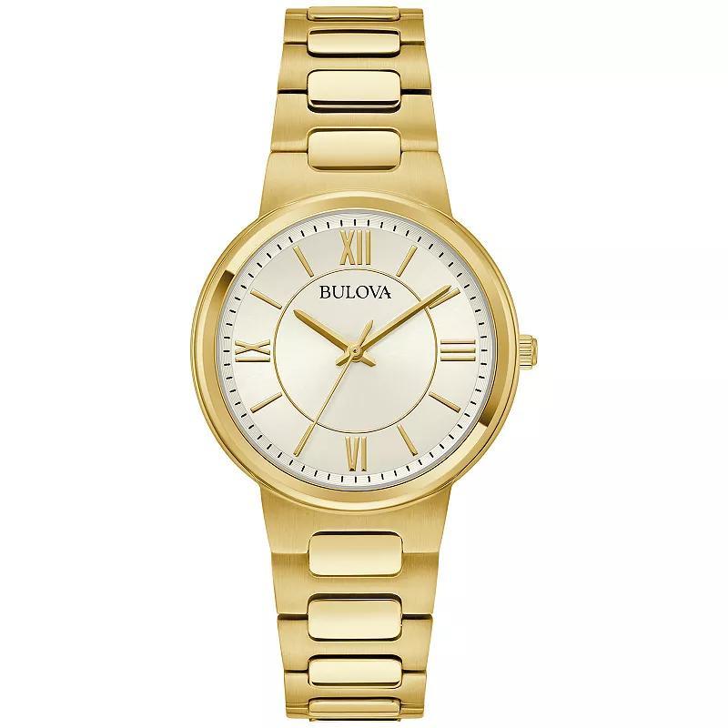 Bulova Womens Gold Tone Stainless Steel Roman Accent Dial Bracelet Watch Product Image