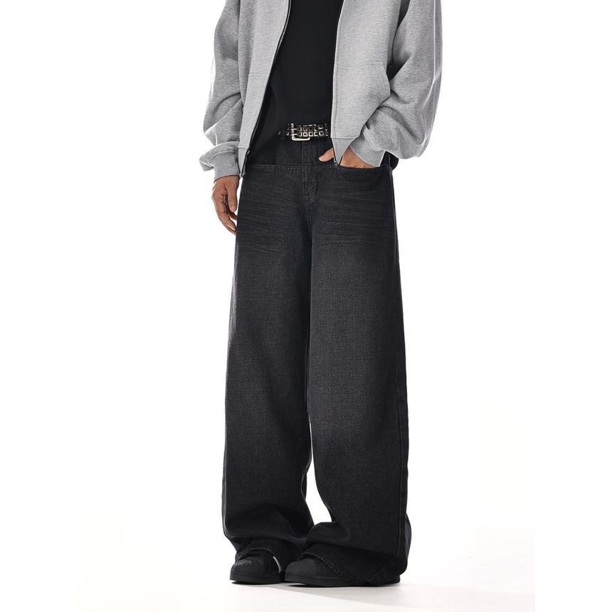 Mid Rise Washed Straight Leg Jeans Product Image