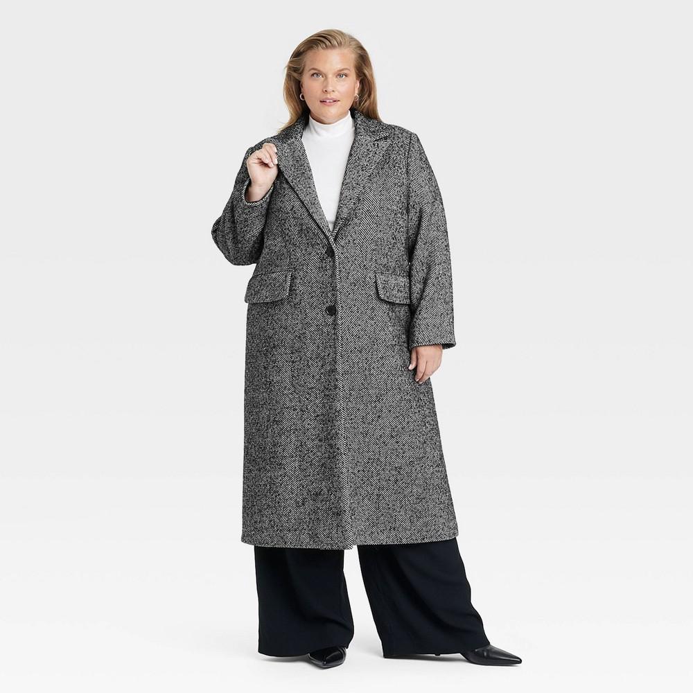 Womens Faux Wool Topcoat - A New Day Dark 4X Product Image