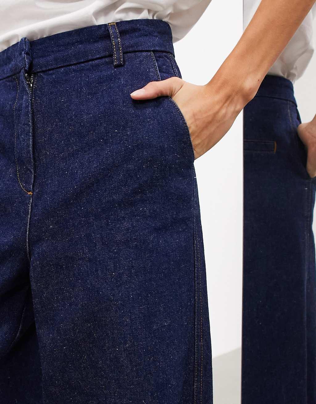 ASOS EDITION denim wide leg jean in indigo blue Product Image