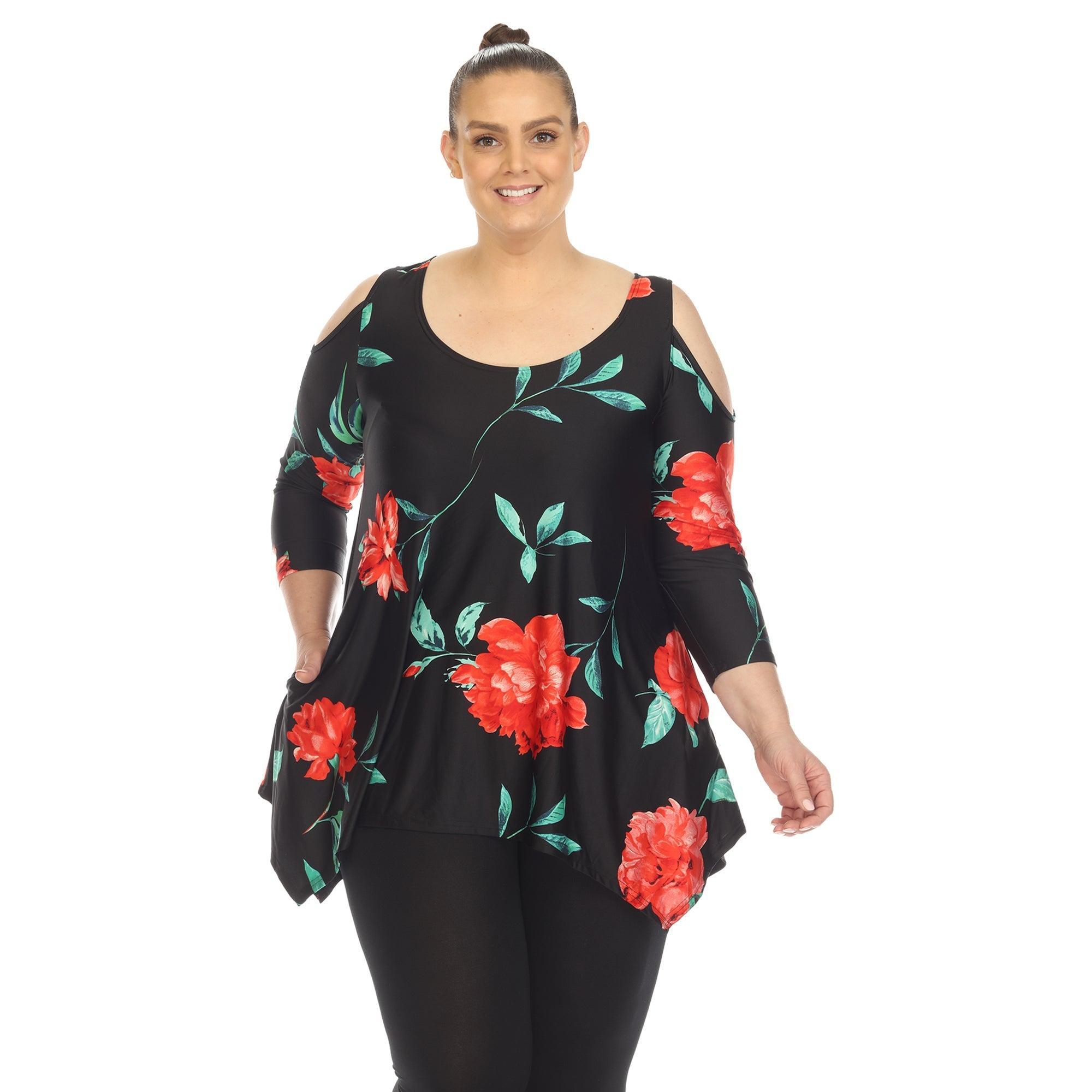 Floral Printed Cold Shoulder Tunic - Plus Product Image