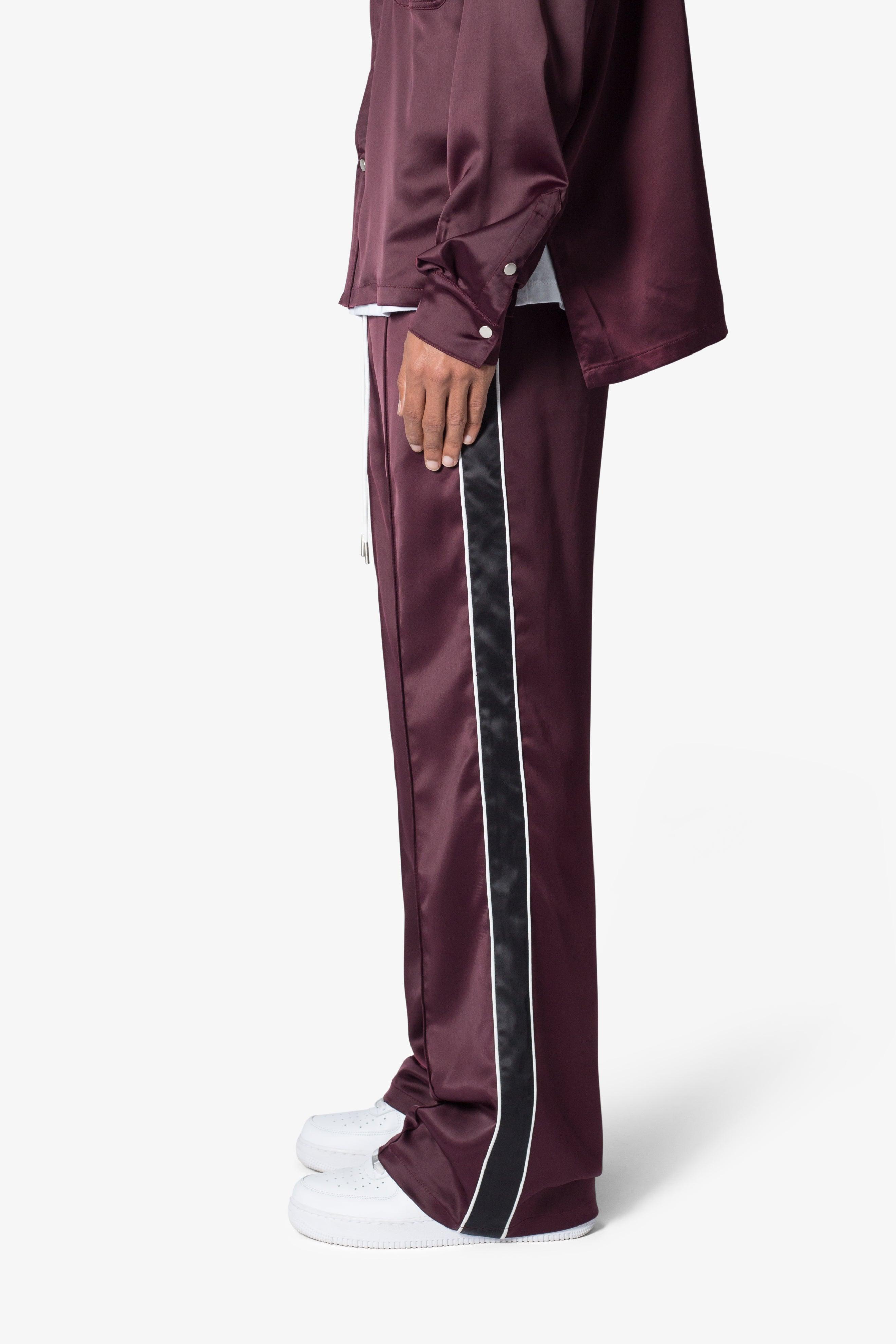 Satin Track Pants - Burgundy Product Image