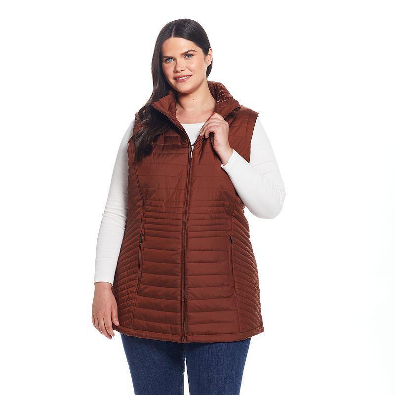 Plus Size Weathercast Channel Quilted Longline Vest, Womens Product Image