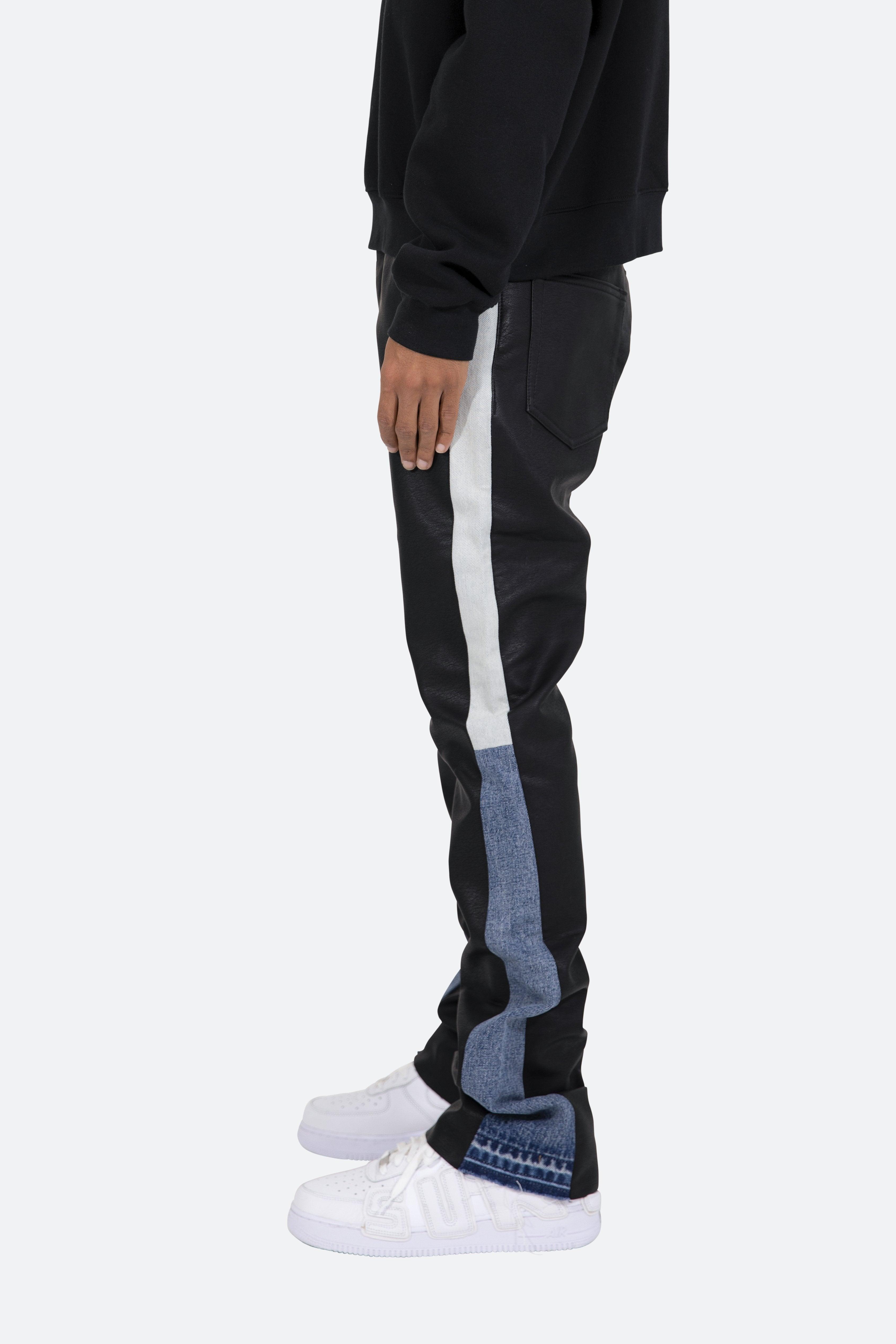 B417 Leather Flare Pants - Black/Blue Product Image