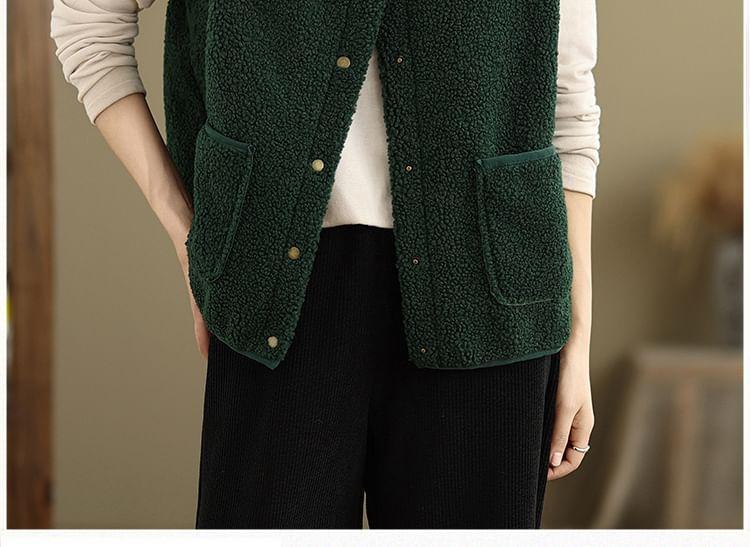 Plain Faux Shearling Single-Breasted Vest Product Image