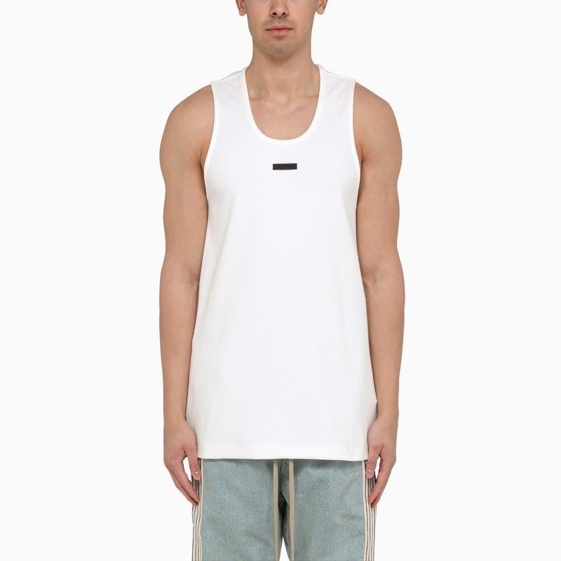 FEAR OF GOD Mens White Brand-patch Stretch-cotton Tank Top Product Image