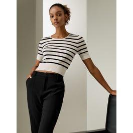 Silk Striped Cropped Knit Top product image