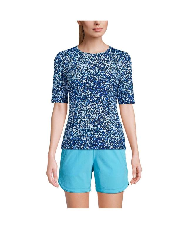 Womens Lands End UPF 50 Elbow-Sleeve Rash Guard Swim Tee Product Image