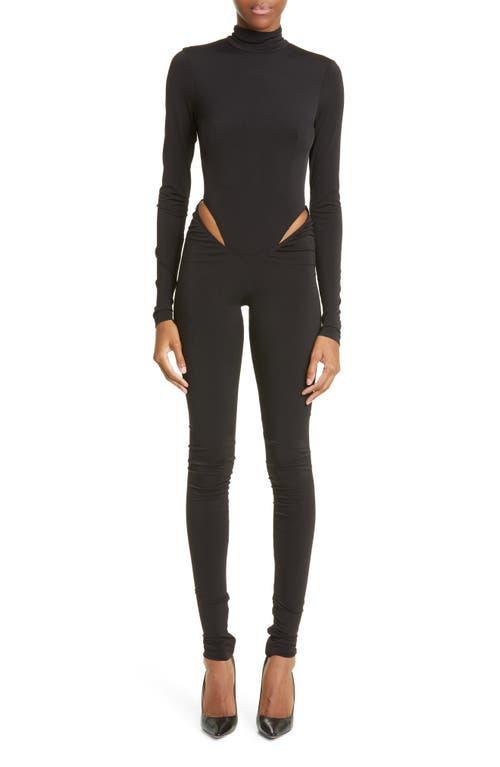 LaQuan Smith Cutout Stretch Jersey Turtleneck Jumpsuit Product Image