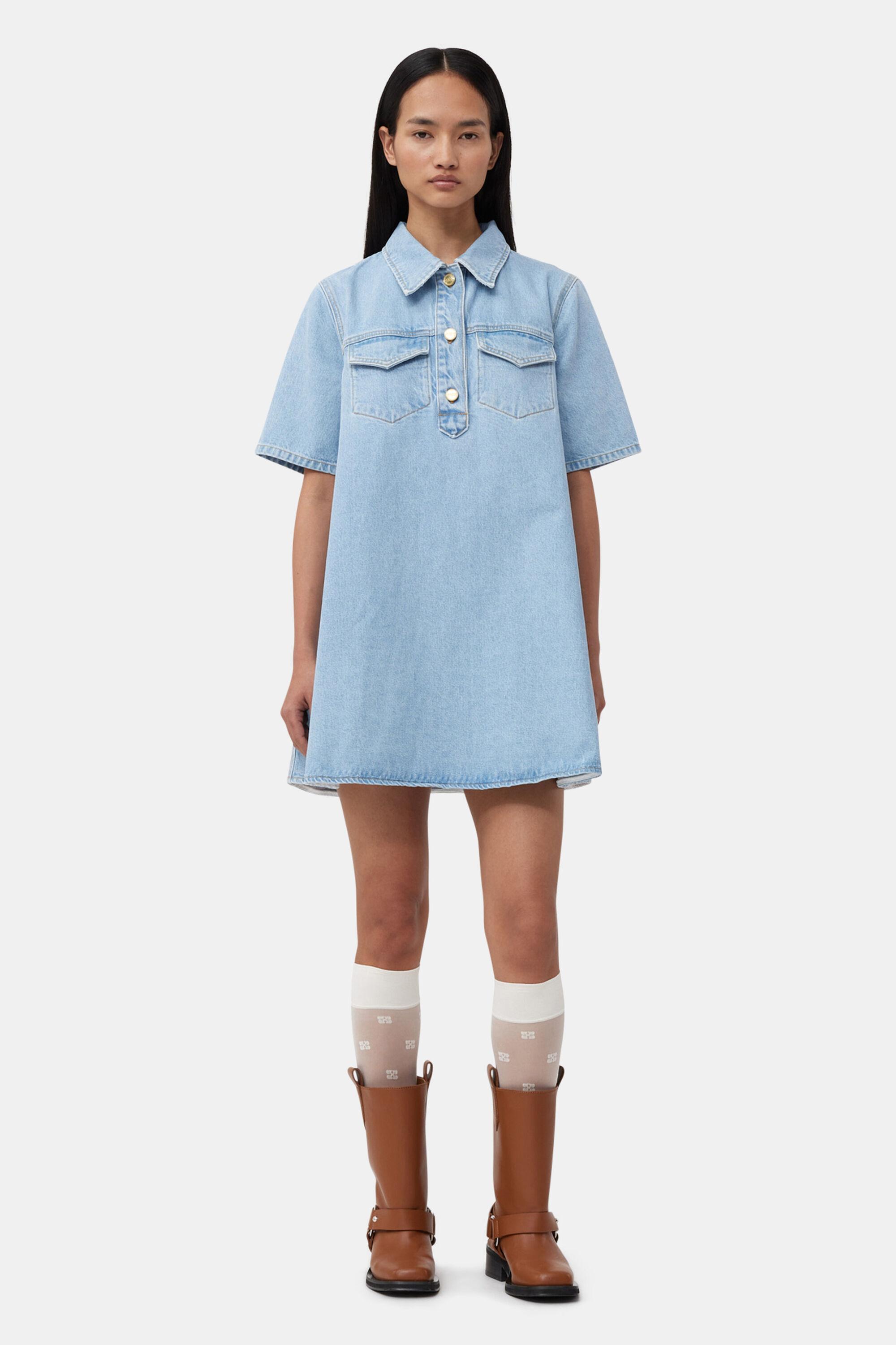 Cutline Denim Mini Dress Product Image