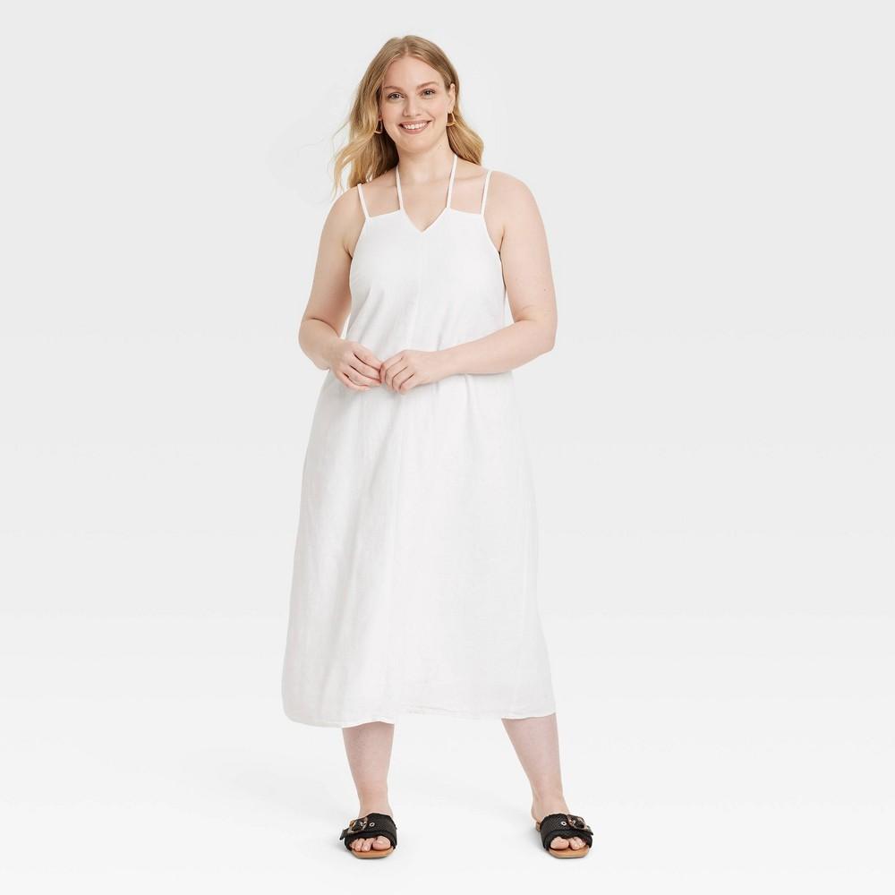 Womens Linen Midi Sundress - Universal Thread White 1X Product Image