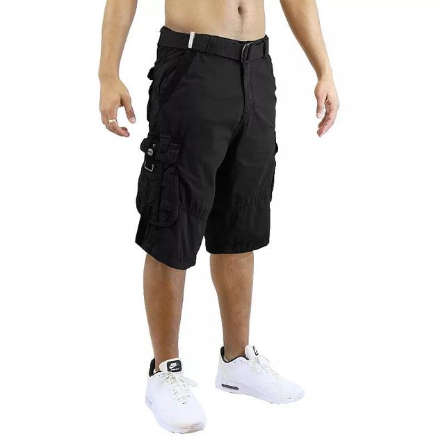 Mens Blu Rock Distressed Cargo Shorts With Belt Product Image