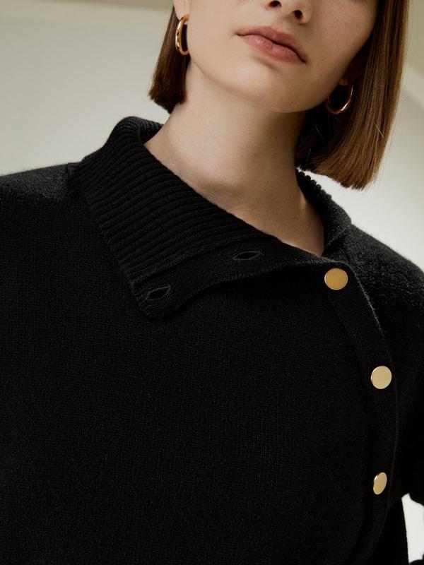 Cashmere Sweater With Row of Side Buttons Product Image