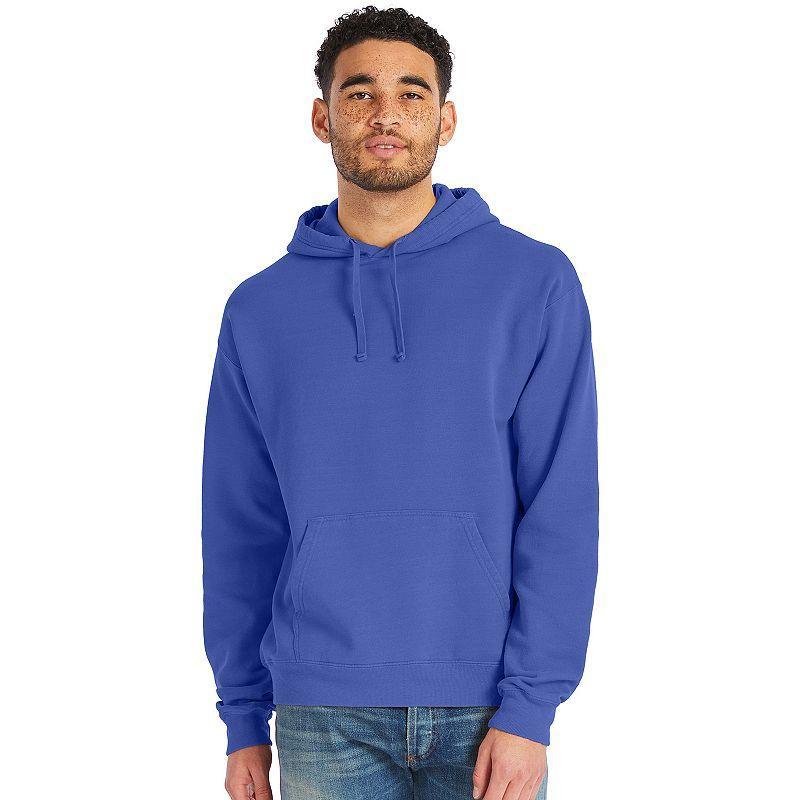 Mens Hanes Originals Garment Dyed Fleece Pullover Hoodie Blue Product Image