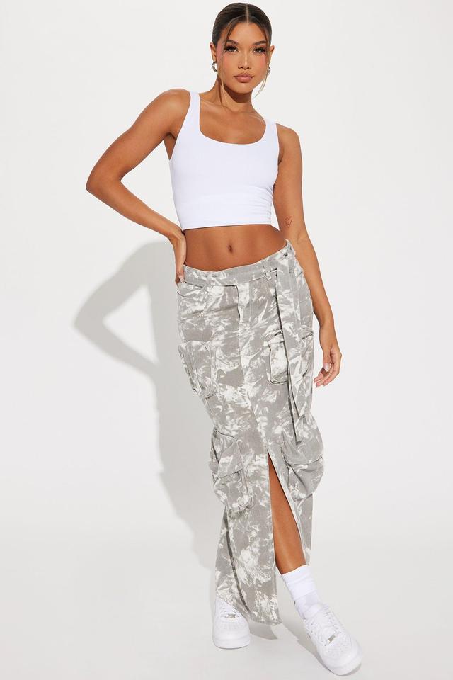 Lost In A Fog Cargo Maxi Skirt - Grey/combo Product Image