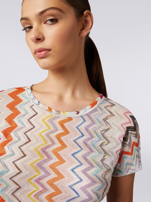 Viscose blend chevron crop top with lurex Multicoloured | Missoni Product Image