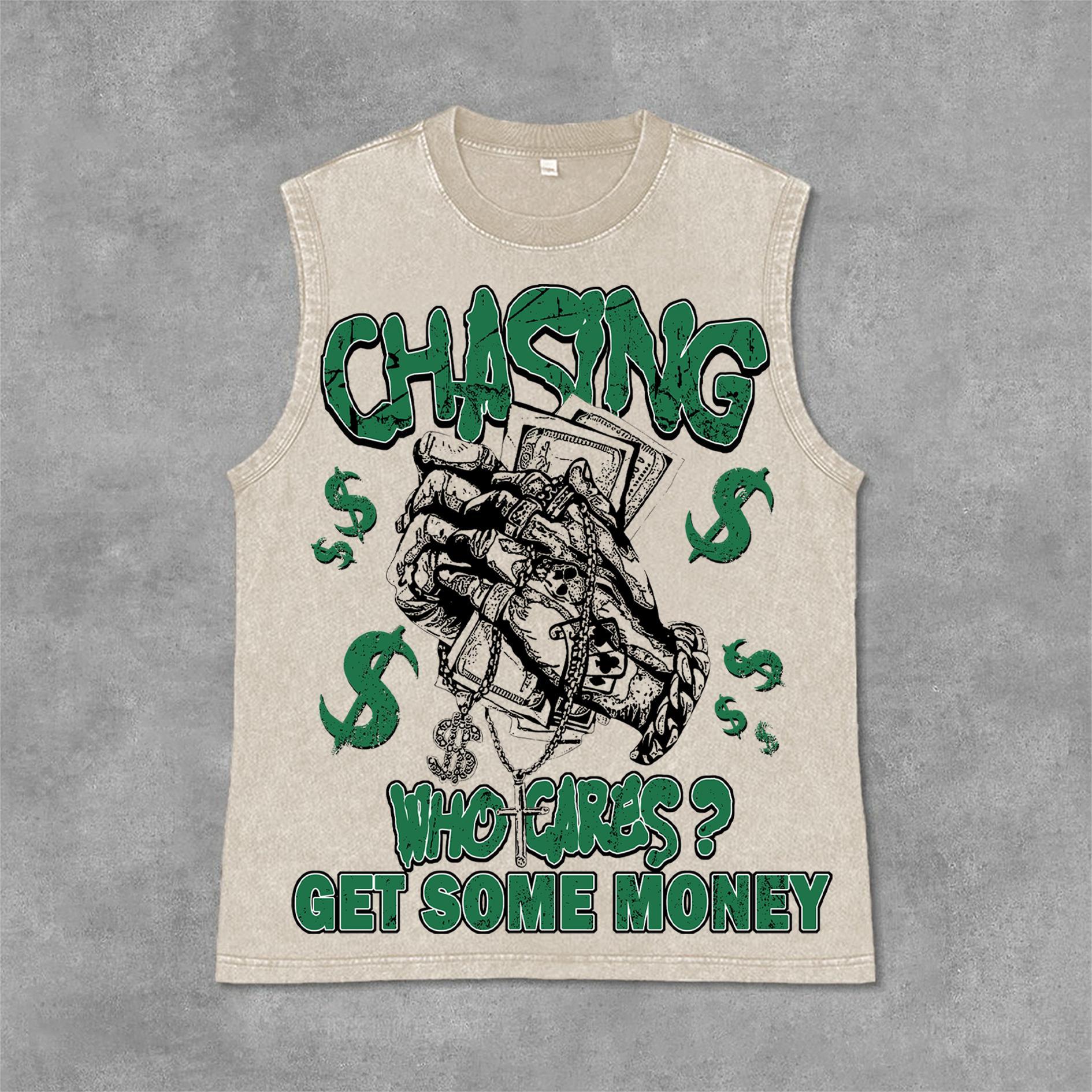 Sopula Street Chasing Money Graphic Print Acid Washed Sleeveless Tank Top Product Image