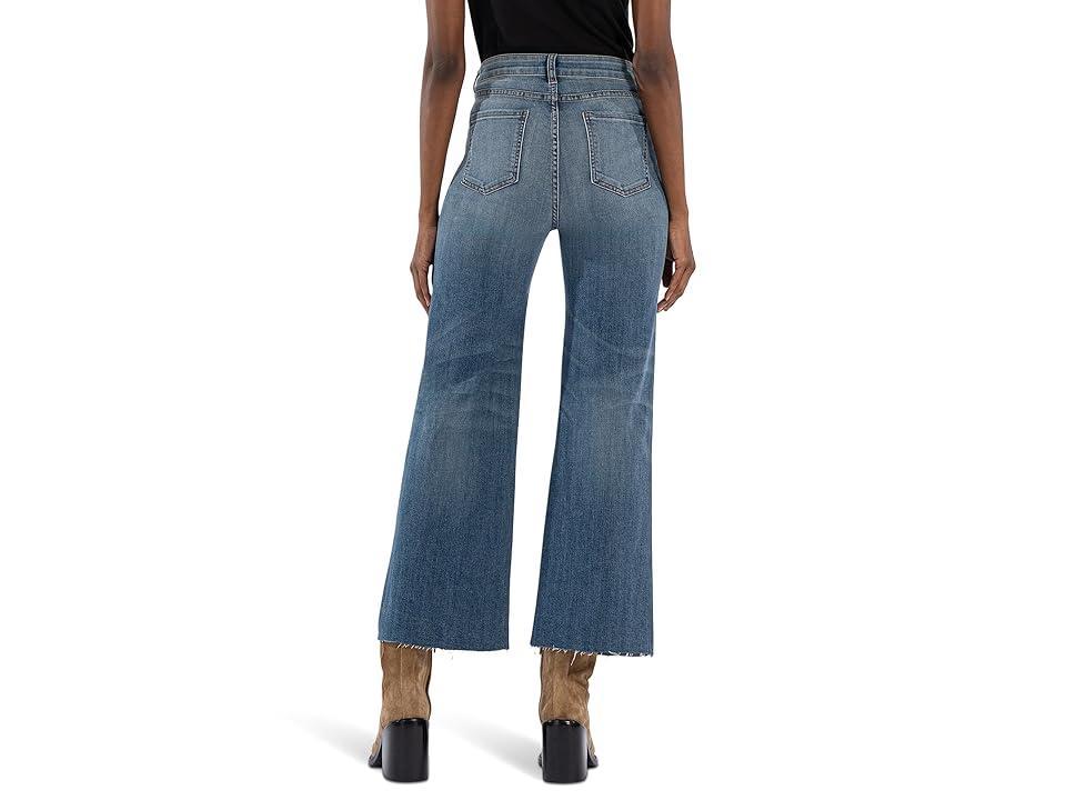 KUT from the Kloth Meg High Rise Wide Leg Expo Btn Raw Hem Patch Pockets (Prevent) Women's Jeans Product Image