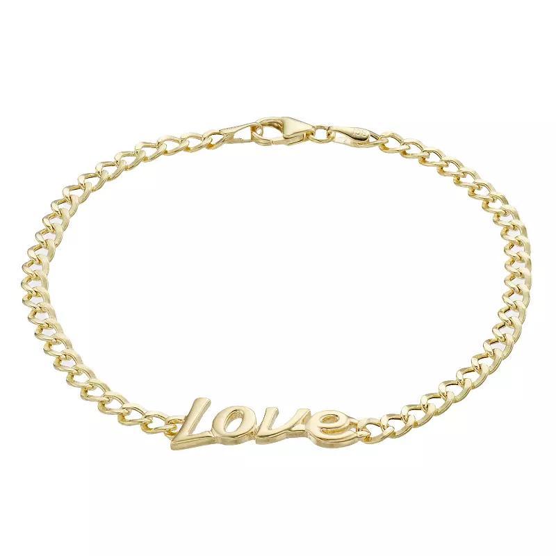 14k Gold Love Curb Chain Bracelet, Womens Product Image