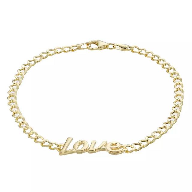 14k Gold Love Curb Chain Bracelet, Womens Yellow Product Image