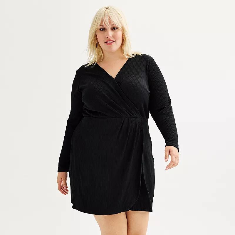 Plus Size Nine West Long Sleeve Wrap Dress, Womens Product Image