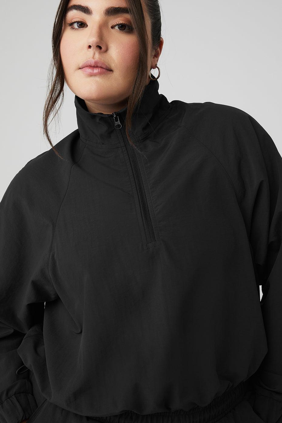 Cropped 1/4 Zip Alumni Pullover - Black Female Product Image