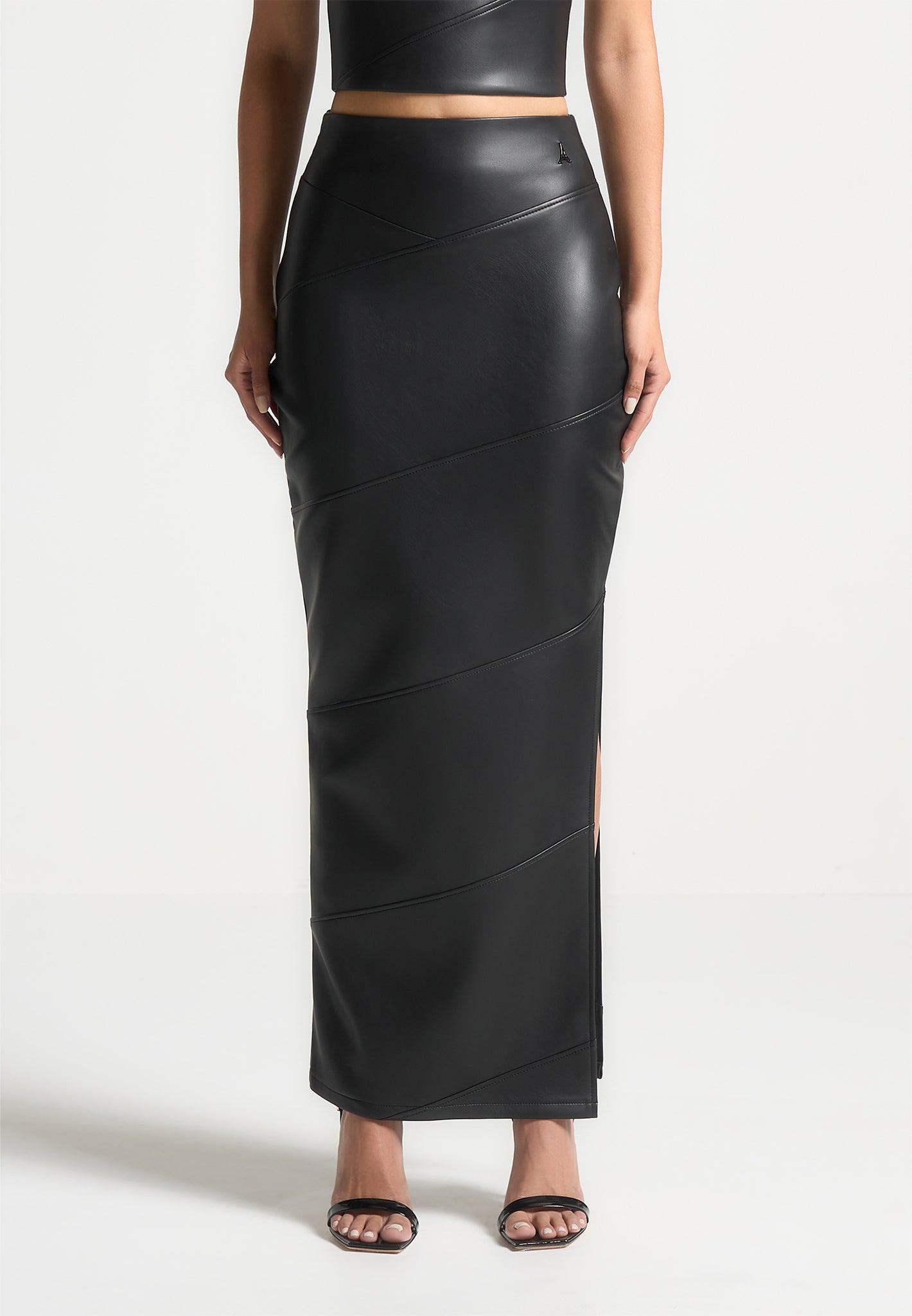 Leather Midaxi Skirt - Black Female Product Image