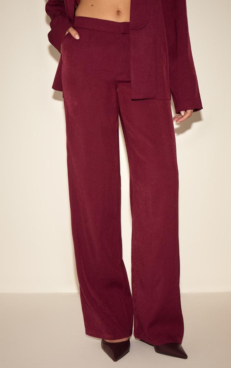  Burgundy Tailored Straight Leg Pants Product Image