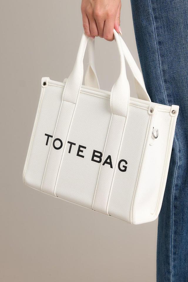 Living On Purpose White Faux Leather Tote Bag Product Image